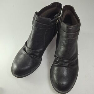 Dr Scholls Womens Brown Faux Leather Buckle Ankle Boots Block‎ Heel Size 11M